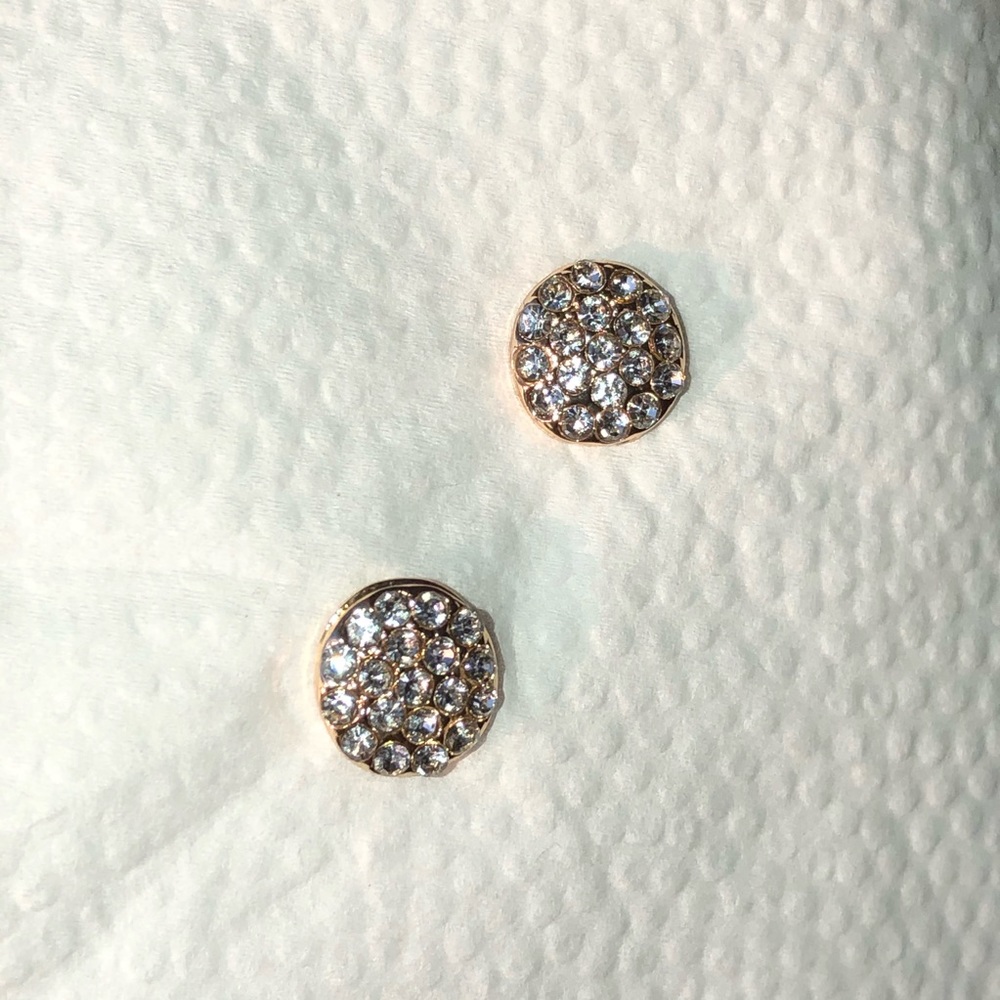 NWOT Round crystal ear stud earrings
